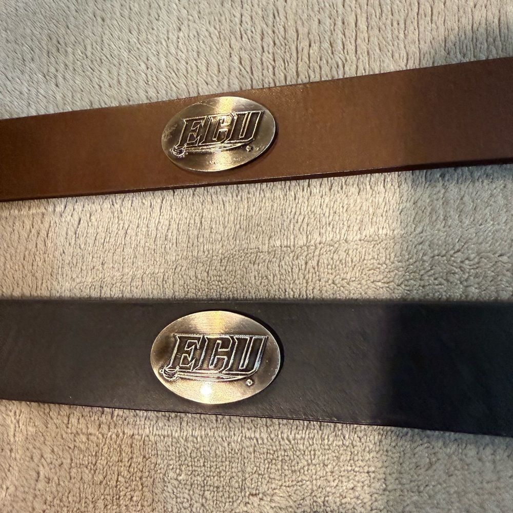 Brown and Black ECU Belts with Silver Buckles